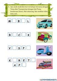 Kumpulan gambar mewarnai untuk anak anak nah setelah kita membaca post sebelumnya tentang pentingnya pendidikan mulai dari usia dini kini penulis akan memberikan gambar untuk putra dan putri anda belajar mewarnaiberikut adalah gambar yang berhasil penulis muat di blog ini. Tema Alat Transportasi Darat Interactive Worksheet