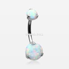 Implant Grade Titanium Internally Threaded Opal Prong Belly Button Ring Belly Button Rings Titanium Belly Button Rings Belly Button