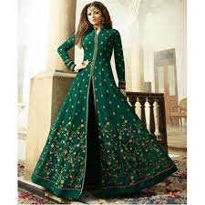 Designer Embroidered Green Indian Wedding Gown Indian Wedding Gowns Abaya Fashion Indian Dresses