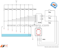 The complete circuit diagram for the water overflow alarm project can be found below. Numeric Water Level Indicator Liquid Level Sensor Circuit Diagram With 7 Segment Display Engineering Proje Circuit Diagram Level Sensor Engineering Projects