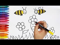 How To Draw A Bee Animal Coloring Pages For Kids Youtube