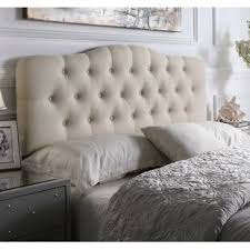 Tufted Headboard With Crystals Wayfair Dark grey linen, beige linen, grey linen wingback style headboard with button tufted face connects…