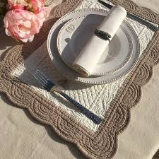 Un très joli set de table pour la. Rectangular Table Mats Boutis Fashion Maya Off White And Linen Color By Sud Etoffe Laboutiquedelea