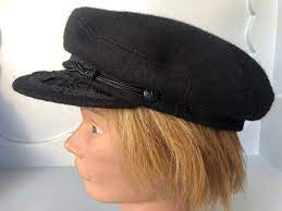 Vintage Mariners Cap Skipper Hat Black Greek Fishermans Cap Etsy Vintage Driving Cap Cap