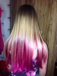 Bright Pink Underneath Blonde Long Hair Styles Hair Girl Hairstyles