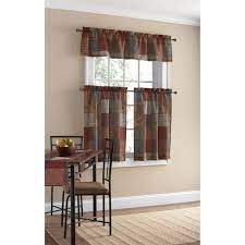 Maybe you would like to learn more about one of these? Mainstays Polyester Print Light Filtering Rod Pocket Kitchen Curtain Tier And Valance Set Of 3 Multi Color 56 X 36 Gray Walmart Com Walmart Com