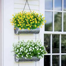 Outside window boxes add visual appeal to the home and can mesh well with the surrounding landscape. Artificial Plants Fake Flowers In Outdoor For Garden Porch Window Box Plants Buy At A Low Prices On Joom E Commerce Platform