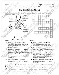 Kindergarten science vocabulary crossword puzzles. The Heart Of The Matter Science And Health Vocabulary Printable Crossword Puzzles Skills Sheets