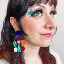 Elaine//multicolor Geometric Acrylic Statement Earring, Burgundy Pearl  Dangle, Unique Brown Acrylic Jewelry, Fall Palette Statement Dangle