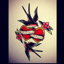 Flash Tattooflash Tattooart Tattoo Tattoos Art Tradition Traditional Color Swallow Flower Traditional Tattoo Traditional Heart Tattoos Dad Tattoos