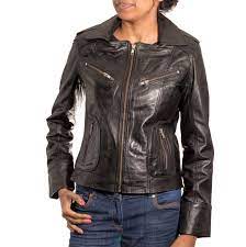 Womens Black Unique Biker Style Straight Zip Soft Leather Fashionable Jacket Ebay Biker Style Real Leather Jacket Jacket Style