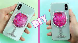 The fish all swim around as you move your finger over the you can fill it with glitter or sequins, buttons or beads and any kind of little toys or knick knacks. Diy Liquid Wine Glass Phone Case Youtube