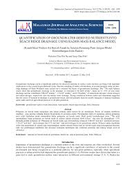 Manuscripts submitted may be experimentally based or may be entirely theoretical and should contribute to any phase of analytical measurements and. Pdf Quantification Of Groundwater Derived Nutrients Into Beach Ridge Drainage Using Radon Mass Balance Model