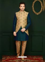 Classic Jacquard Designer Kurta Pajama In Green Groom Dress Men Jackets Men Fashion Wedding Kurta For Men
