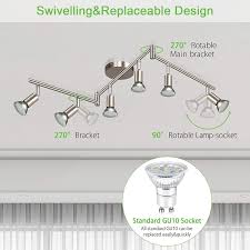 Unicozin Led 6 Light Track Lighting Kit Matte Nickel 6 Way Ceiling Spot Lamp Minimalist In 2020 Track Lighting Kits Modern Track Lighting Led Track Lighting