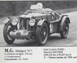 24h Le Mans 1933 Mg Midget C 41 John Ludovic Ford Maurice Baumer Morris Garages Mg Cars Mg Midget