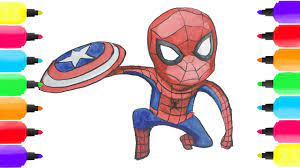 How To Draw Color Spiderman Captain America S Shield Coloring Pages For Spiderman Captain America Shield Captain America