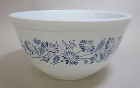 How to identify etching on crystal goblets. Colonial Mist Blue On White Pyrex