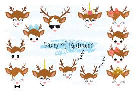 Happy camper clipart set $ 1.00 $ 4.90. Christmas Decor Reindeer Faces Svg Clipart Set 1 By Rasveta Thehungryjpeg Com