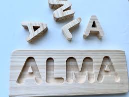 Personalized baby name puzzle, nursery room decor, wooden kid name jigsaw puzzle, baby shower and first birthday gift, custom wood name sign. Wooden Puzzles With A Name For Children Personalized Wooden Puzzles Little Kiri