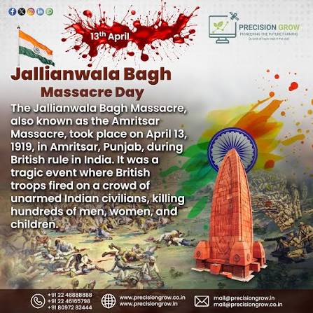 The Jallianwala Bagh massacre occurred on April 13, 1919, in Amritsar, India, during British rule. British troops under General Dyer opened fire on a peaceful gathering of unarmed civilians, including men, women,