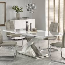 Table A Manger Extensible Blanche Et Grise Design Flora Table De Salle A Manger Extensible Salle A Manger Moderne Table Salle A Manger
