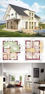 einfamilienhaus mit satteldach und erker haus celebration 137 v5 bien zenker fertighaus haus dream house plans house architecture design modern house plans