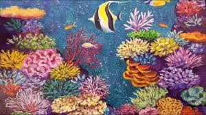 We simply printed out the coral reef background, laminated it and used play doh to create our own sea creatures. Coral Reef With Tropical Fish Live Acrylic Painting Tutorial Youtube