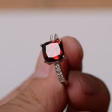 Natural Garnet Ring Gemstone Ring Sterling Silver Ring Etsy Delicate Gemstone Jewelry Garnet Rings Garnet Jewelry