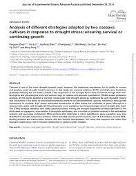 Pdf Analysis Of Different Strategies Adapted By Two Cassava Cultivars In Response To Drought Stress Ensuring Survival Or Continuing Growth