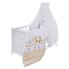 Baby gitterbett babybett kinderbett mit aloe vera schaumstoffmatratze zahnschienen höhenverstellbar weiß umbaubar zum juniorbett. Jonka Babybett Komplett Set Mona Inkl Bettwasche Himmel Nestchen Matratze 70 X 140 Cm Spielbar Weiss Babyartikel De