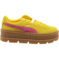 Puma fenty by rihanna platform lace up boots ($250) ❤ liked on polyvore featuring shoes, boots the rihanna gently puma creepers are a huge hit in the fashion world, the platform is coming back. Puma Fenty By Rihanna Suede Cleated Creeper Platform Sneakers Yellow Womens Lace Up Sneakers