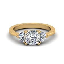 Shop the top 25 most popular 1 at the best prices! Cushion Cut Half Moon 3 Stone Engagement Ring In 14k Yellow Gold Fascinating Diamonds