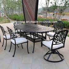 Turn your patio into a chic and comfortable backyard escape with a cast aluminum dining set. China Metal Leisure Dining Chair 5 Piece Cast Aluminium Patio Bistro Set Outdoor Home Garden Set China Cast Aluminum Chairs Hotel Dining Table