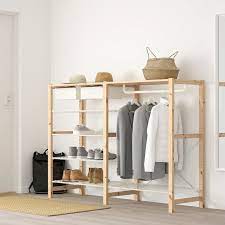 ivar イーヴァル シェルフユニット 棚板 引き出し ハンガーレール付き 174x50x124 cm ikea 家具のアイデア ハンガーレール 引き出し