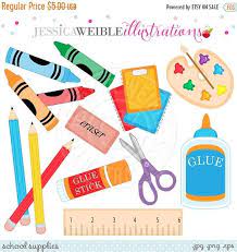 School Supplies Cute Digital Clipart Commercial Use Ok Etsy Clip Art School Supplies Digital Clip Art