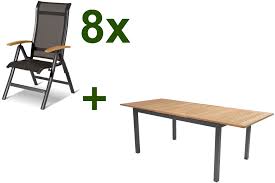 Egal, ob ein romantisches essen zu zweit oder ein grillabend mit zehn personen, bei home24 die richtigen gartenmöbel helfen dir dabei, deinen garten oder deine terrasse entsprechend viele sitzgruppen sind außerdem als günstige sparsets erhältlich. Hartman Sitzgruppe Xerix Teak 2 1 1 5m 8 Pers Gartenmoebel De