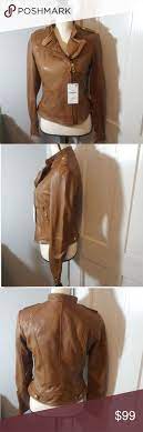 Zara Brown Leather Biker Jacket Size Large Jackets For Women Leather Biker Jacket Biker Jacket