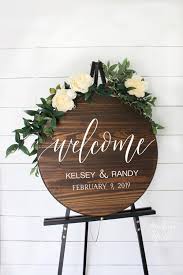 Round Wedding Welcome Sign Wood Wedding Signs Wood Wedding Signs Rustic Wooden Wedding Signs