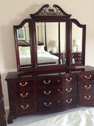 Thomasville dining chairs in red mahogany and striped seats. Thomasville Mahogany 4 Poster Master Bedroom Set Little Silver Nj Patch