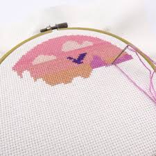 Boho rainbow cross stitch pattern. Sunset Fantasy Cross Stitch Chart Pattern Design Xstitch