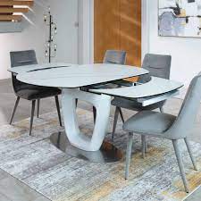 Check spelling or type a new query. Milano White Glass Ceramic Marble Effect 140cm Rotating Extending Dining Table