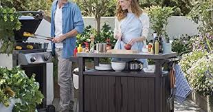Amazon Com Keter Unity Xl Indoor Outdoor Entertainment Bbq Storage Table X2f Prep Station X2f Serving Car Serving Cart Outdoor Kitchen Bars Metal Grill