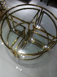 Get it as soon as wed, may 19. Italian Design Gold Plated Round Coffee Table Glass Top 4 Side Tables Elegance Chic