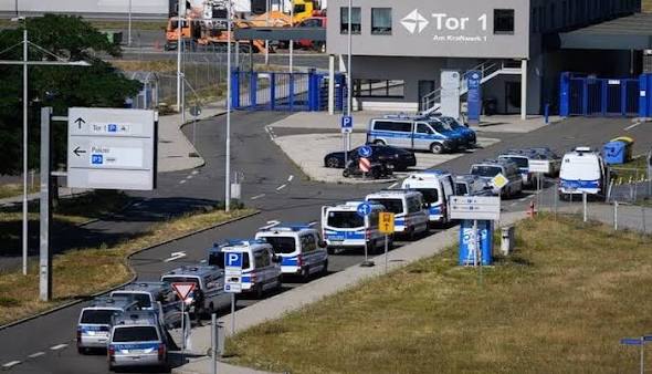 A German security facility under surveillance, highlighting the growing concern over unidentified drone activity.
