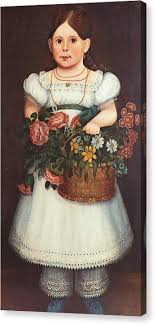 Maybe you would like to learn more about one of these? Girl With Basket Of Flowers Canvas Print Canvas Art By Artist Unknown In 2021 American Folk Art Folk Art Art