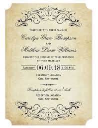 Vintage Rustic Black Flourish Parchment Wedding Invitation Zazzle Com Vintage Wedding Invitations Templates Free Wedding Invitation Templates Classy Wedding Invitations
