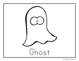Friendly ghosts with skeletons and grave stones. Halloween Coloring Pages Simple Fun For Kids