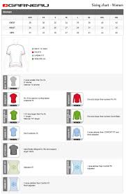 garneau cycling jerseys size chart for women sizing charts