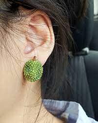 Wearing My Durian Stud Earrings Tinypinc Polymerclay Polymerclayfood Durian Kingoffruits Malaysia Malaysianfood Stud Earrings Earrings Durian
